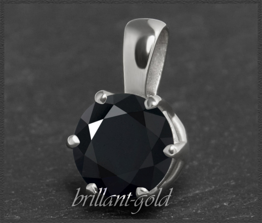 Brillant Anhänger 1,92ct, schwarz; 585 Weißgold